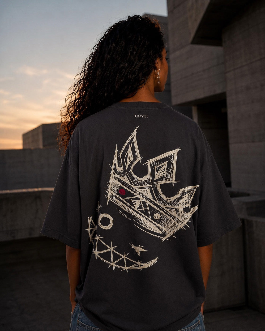UNYTEEBOARD Abstract Smile Noir — t-shirt noir