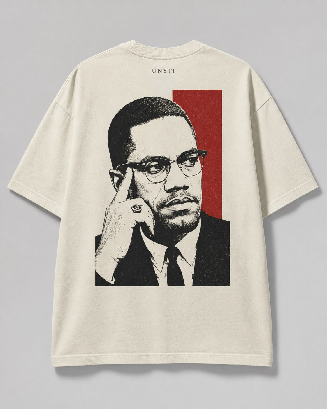 UNYTEEBOARD Malcolm X Portrait Blanc — t-shirt blanc