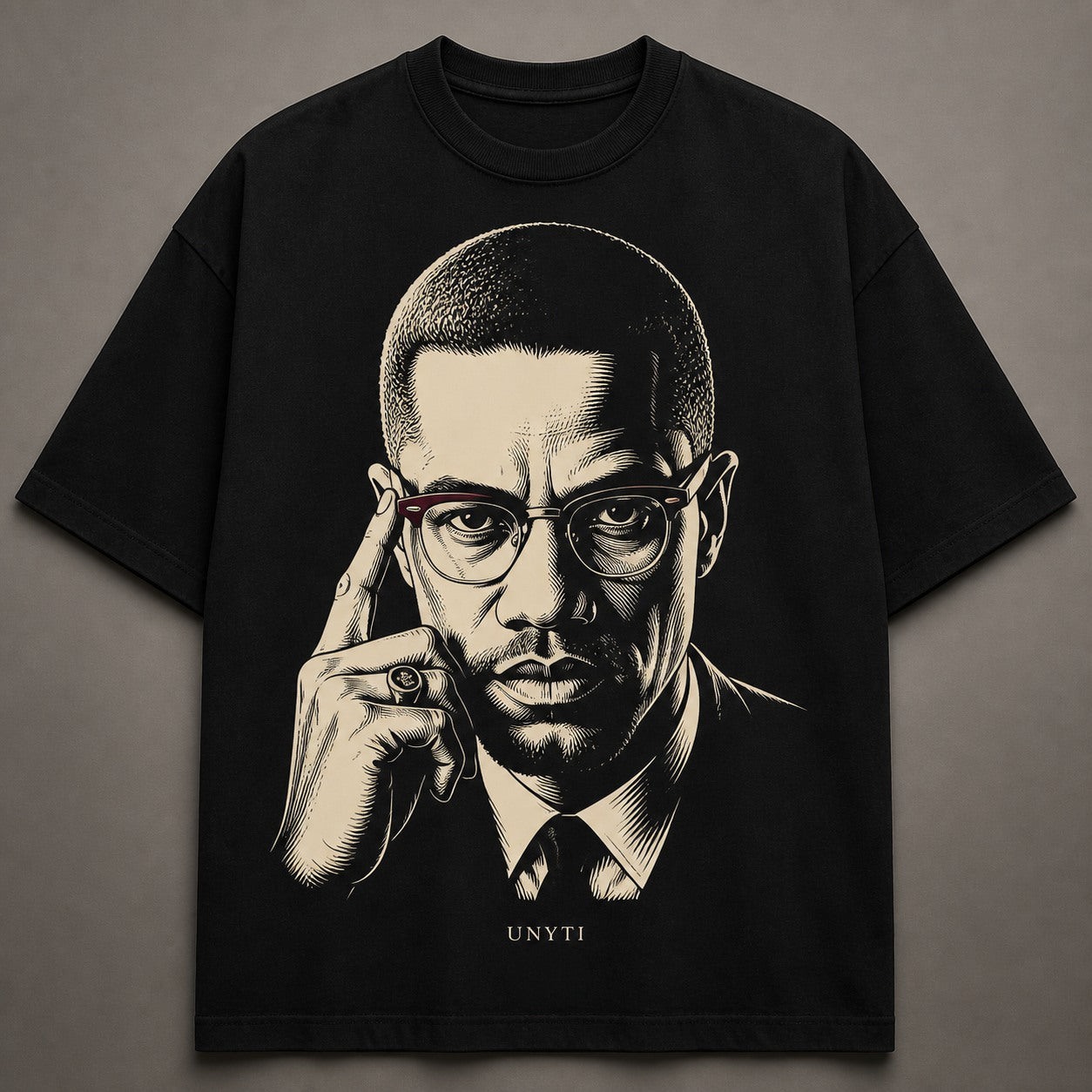 UNYTEEBOARD Malcolm X Portrait Noir — t-shirt noir
