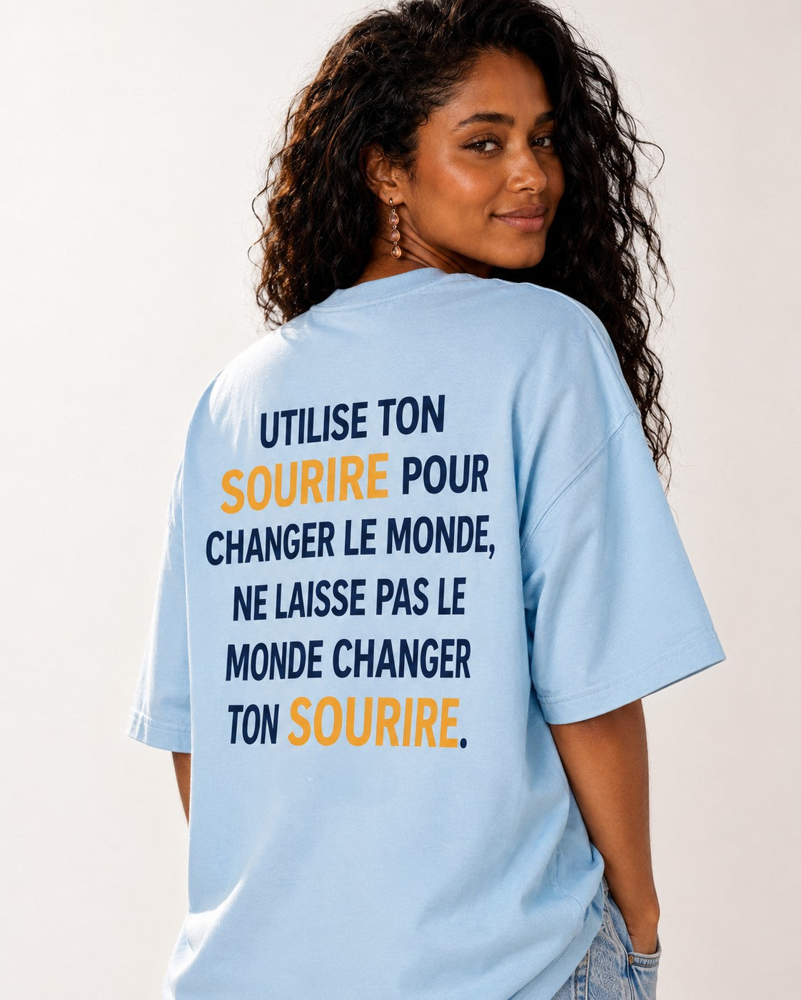 UNYTEEBOARD Utilise Ton Sourire Bleu ciel — t-shirt bleu ciel