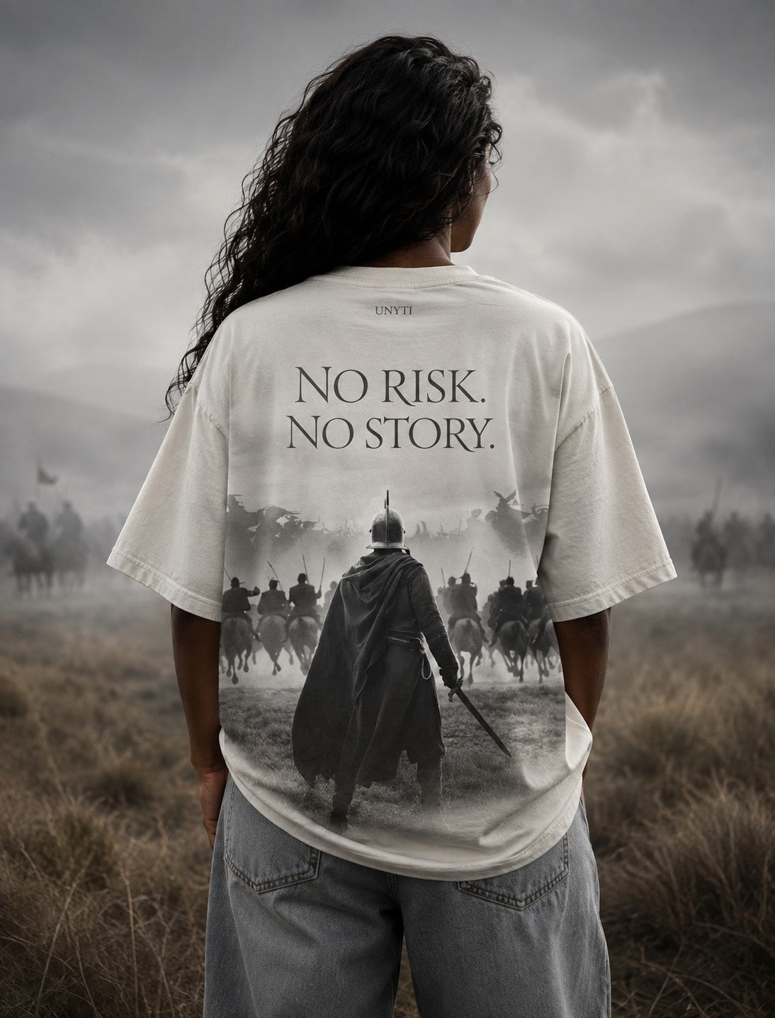 UNYTEEBOARD No Risk No Story Guerrier Blanc — t-shirt blanc