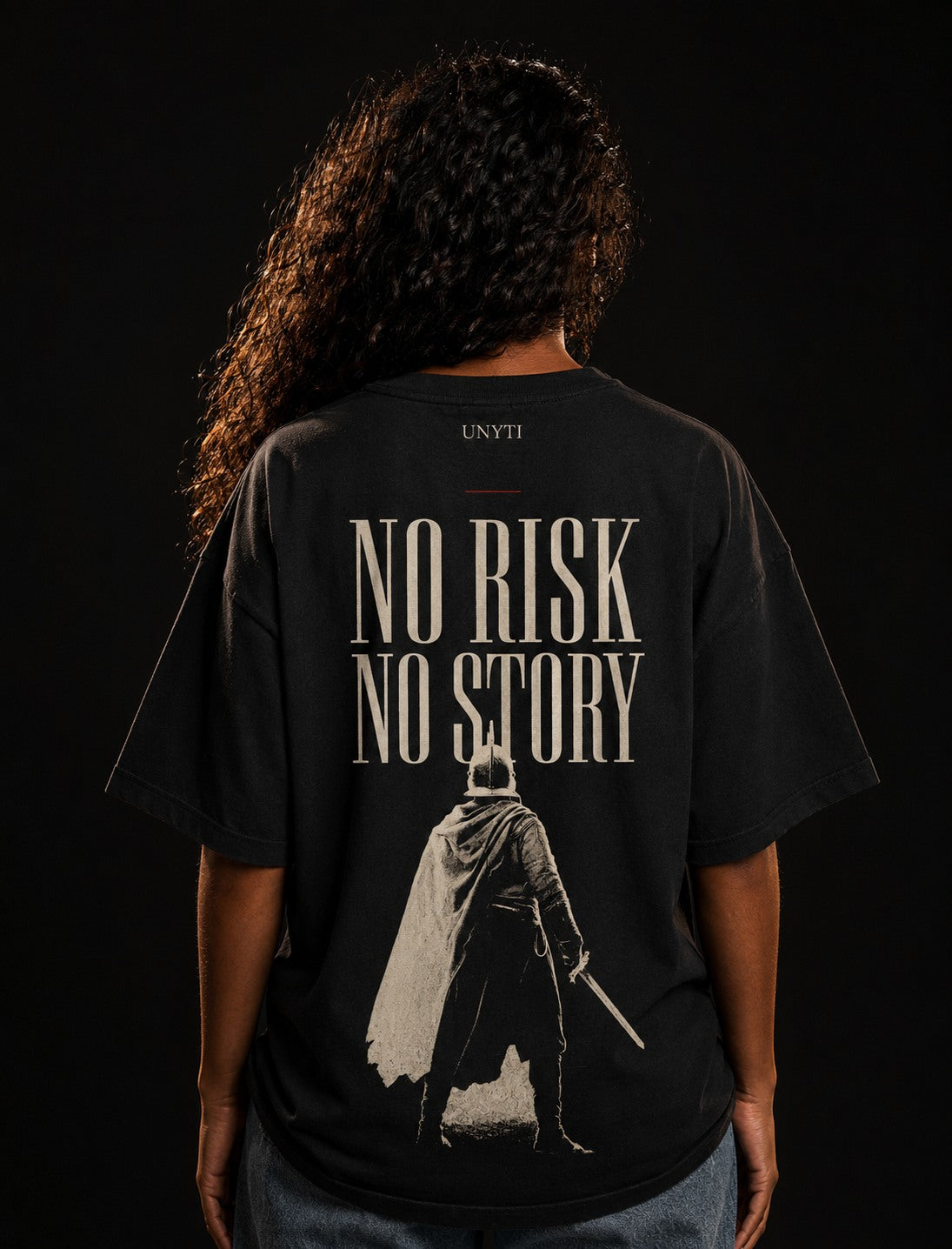 UNYTEEBOARD No Risk No Story Cavalier Noir — t-shirt noir