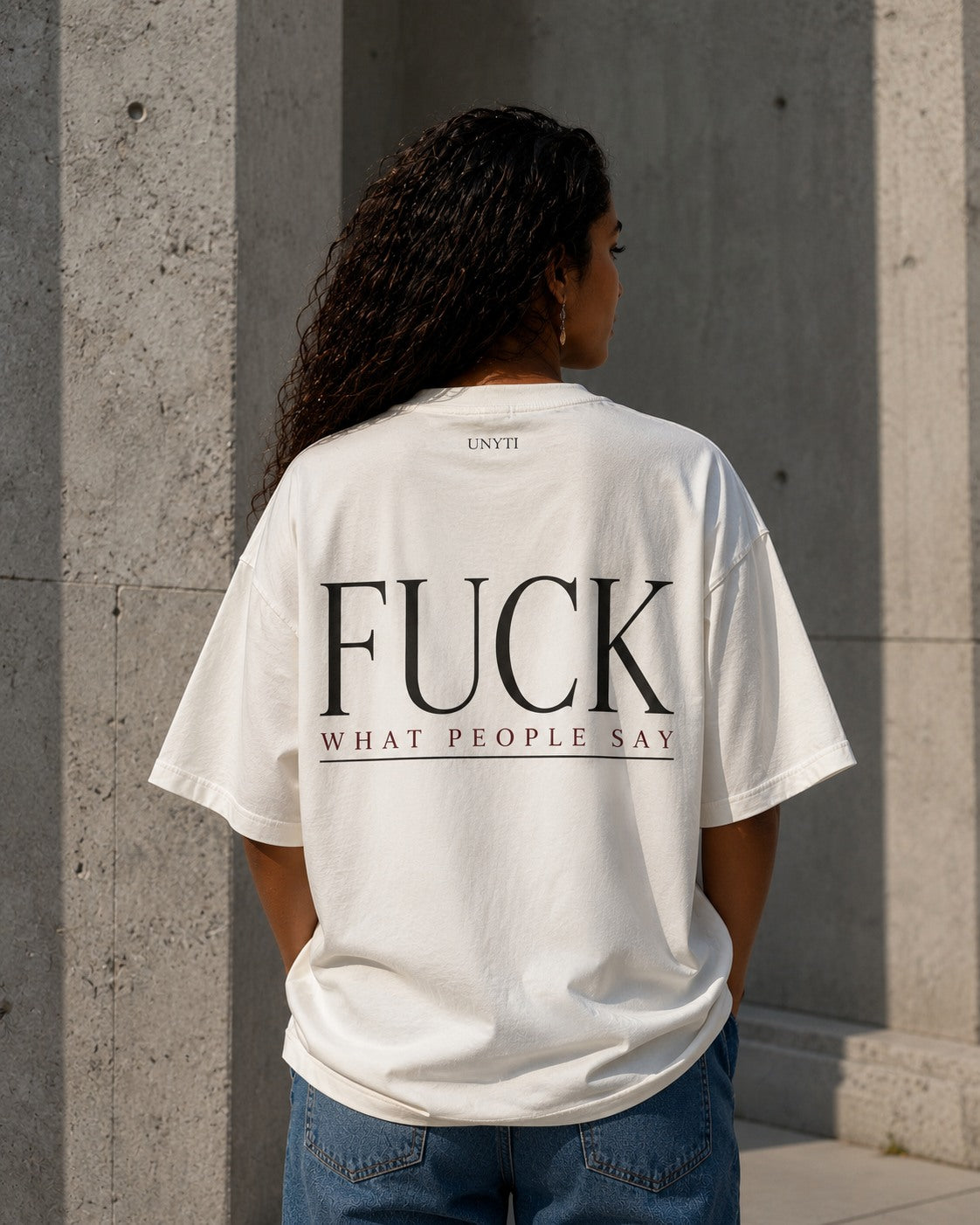 UNYTEEBOARD Fuck What People Say Blanc — t-shirt blanc