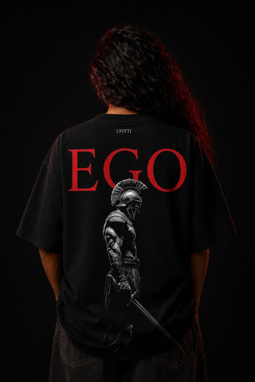 UNYTEEBOARD Ego Spartiate Rouge Noir — t-shirt noir