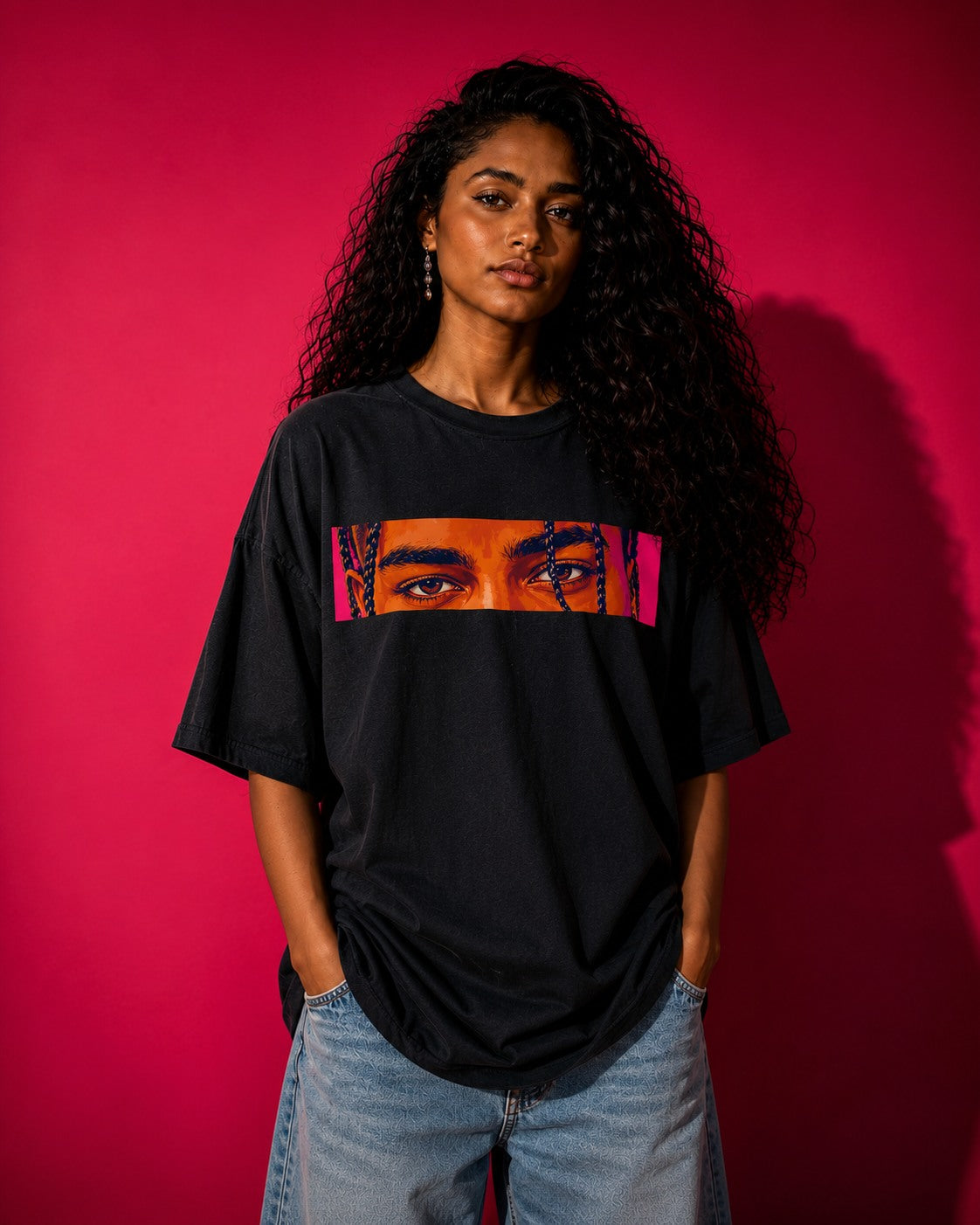 UNYTEEBOARD Portrait Pop — Regard Homme Noir — t-shirt noir