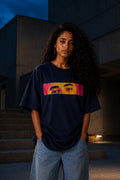UNYTEEBOARD Portrait Pop — Regard Homme Bleu nuit — t-shirt bleu nuit