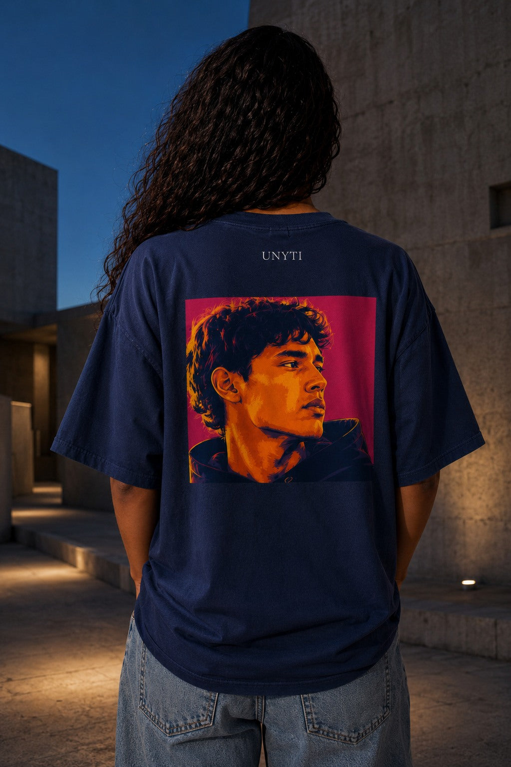 UNYTEEBOARD Portrait Pop — Homme Bleu nuit — t-shirt bleu nuit