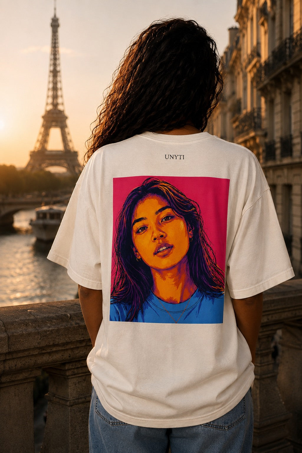 UNYTEEBOARD Portrait Pop — Femme Studio Blanc — t-shirt blanc