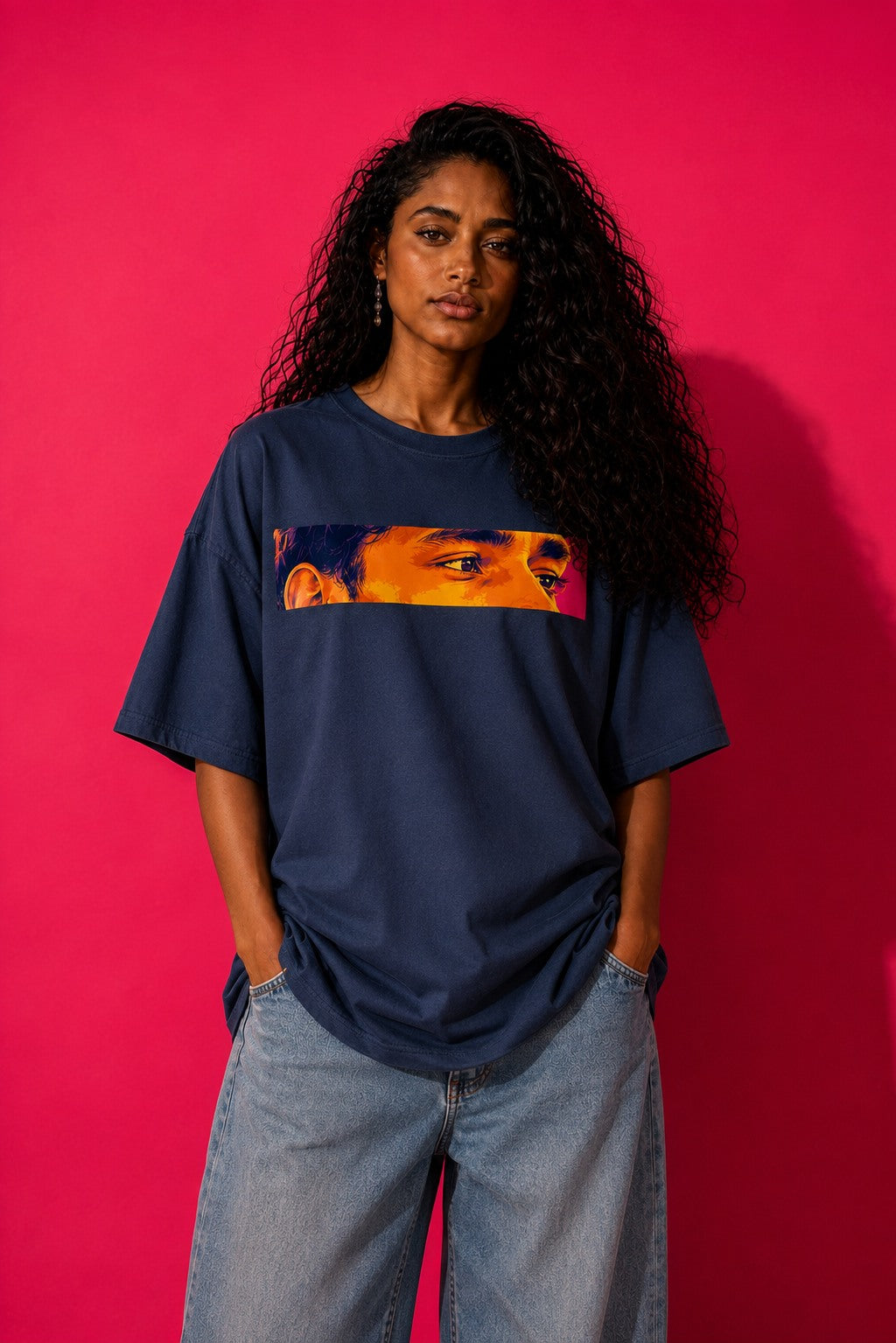 UNYTEEBOARD Portrait Pop — Regard Homme Bleu — t-shirt bleu