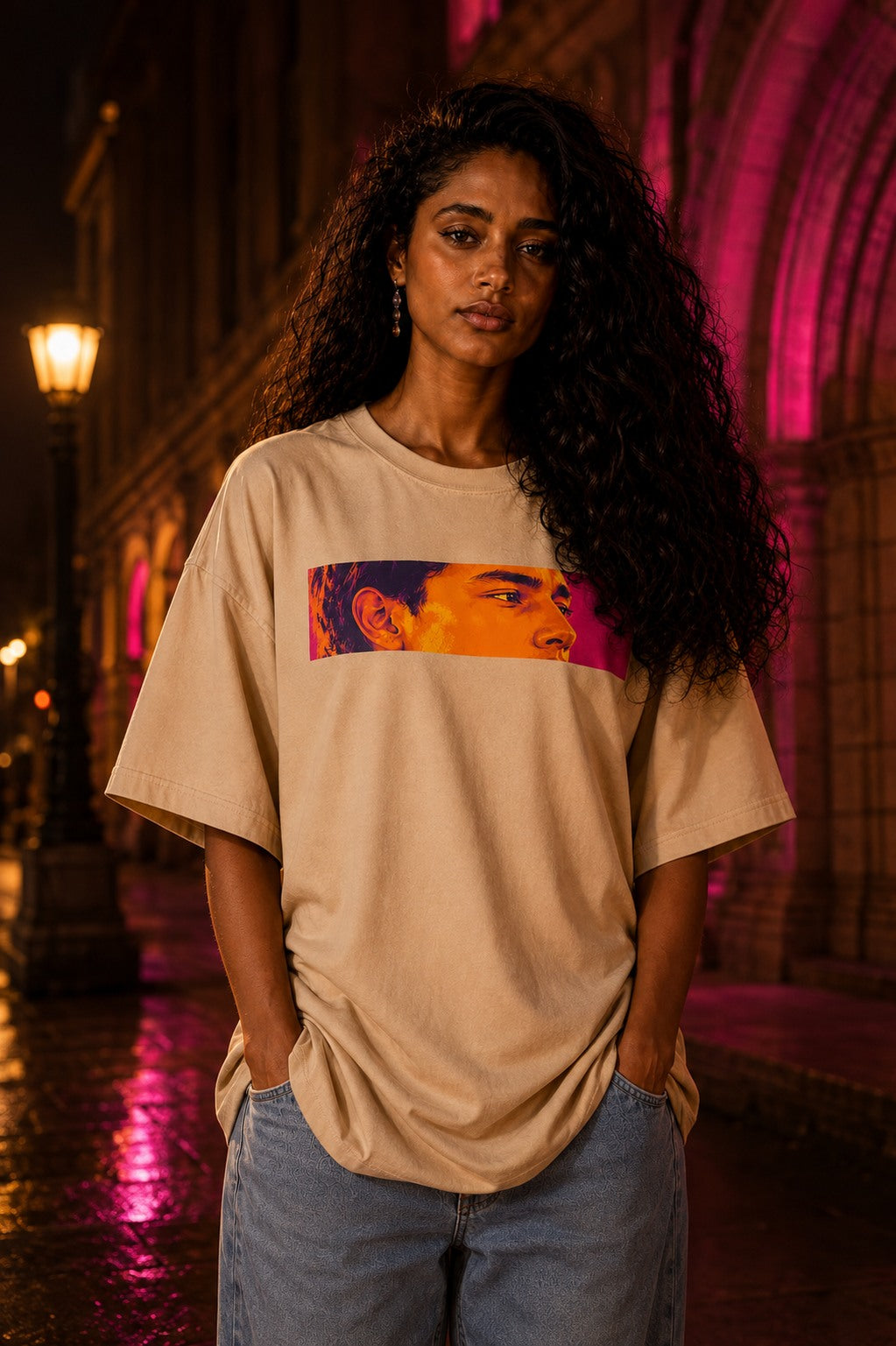 UNYTEEBOARD Portrait Pop — Regard Homme Beige — t-shirt beige