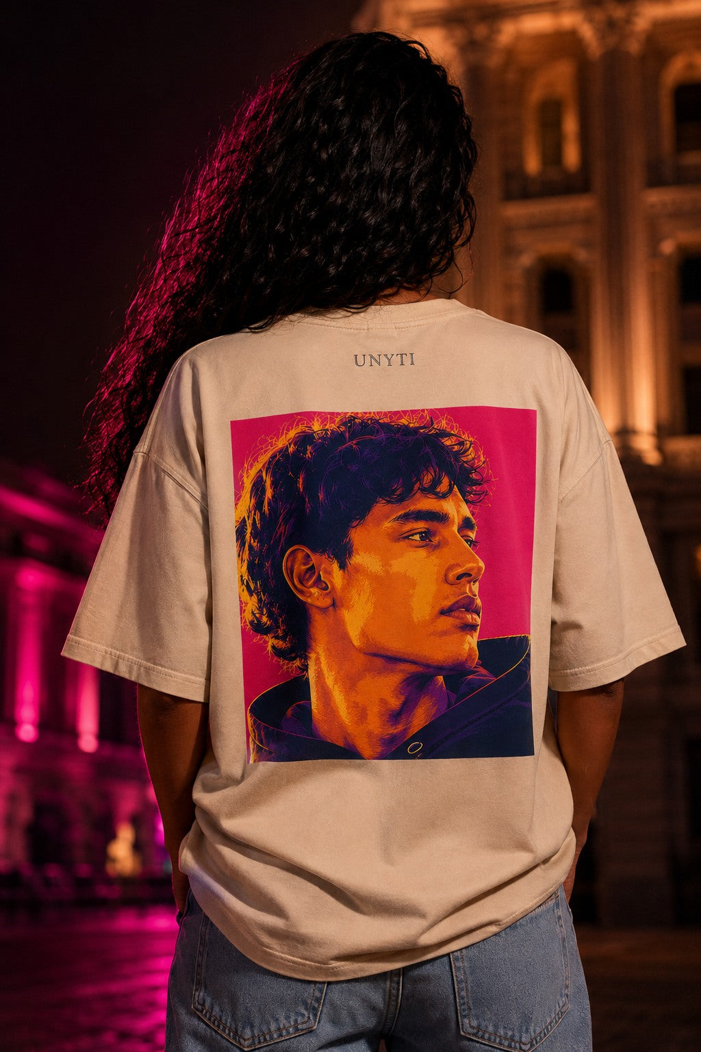 UNYTEEBOARD Portrait Pop — Homme Nuit Beige — t-shirt beige