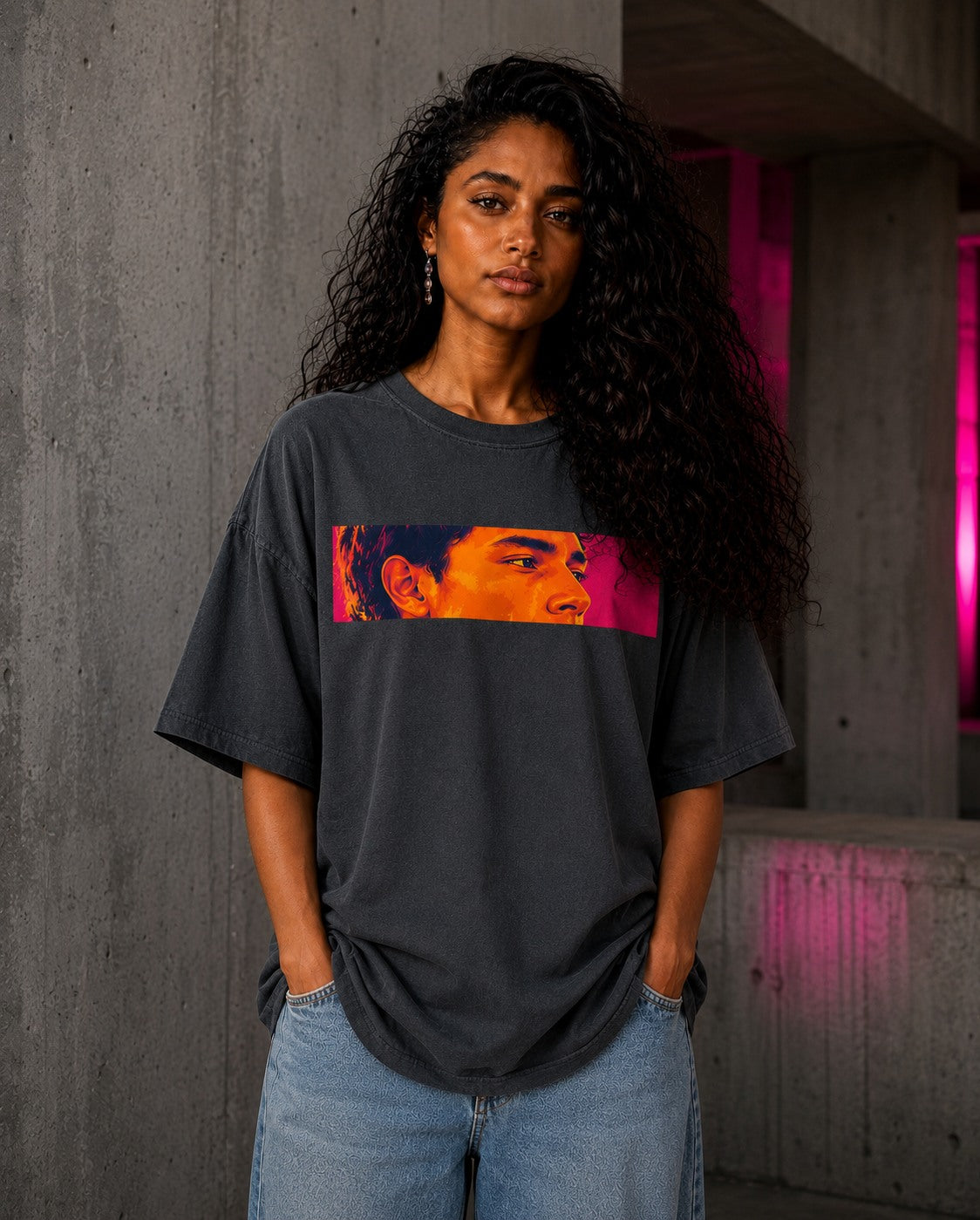 UNYTEEBOARD Portrait Pop — Regard Homme Gris — t-shirt gris