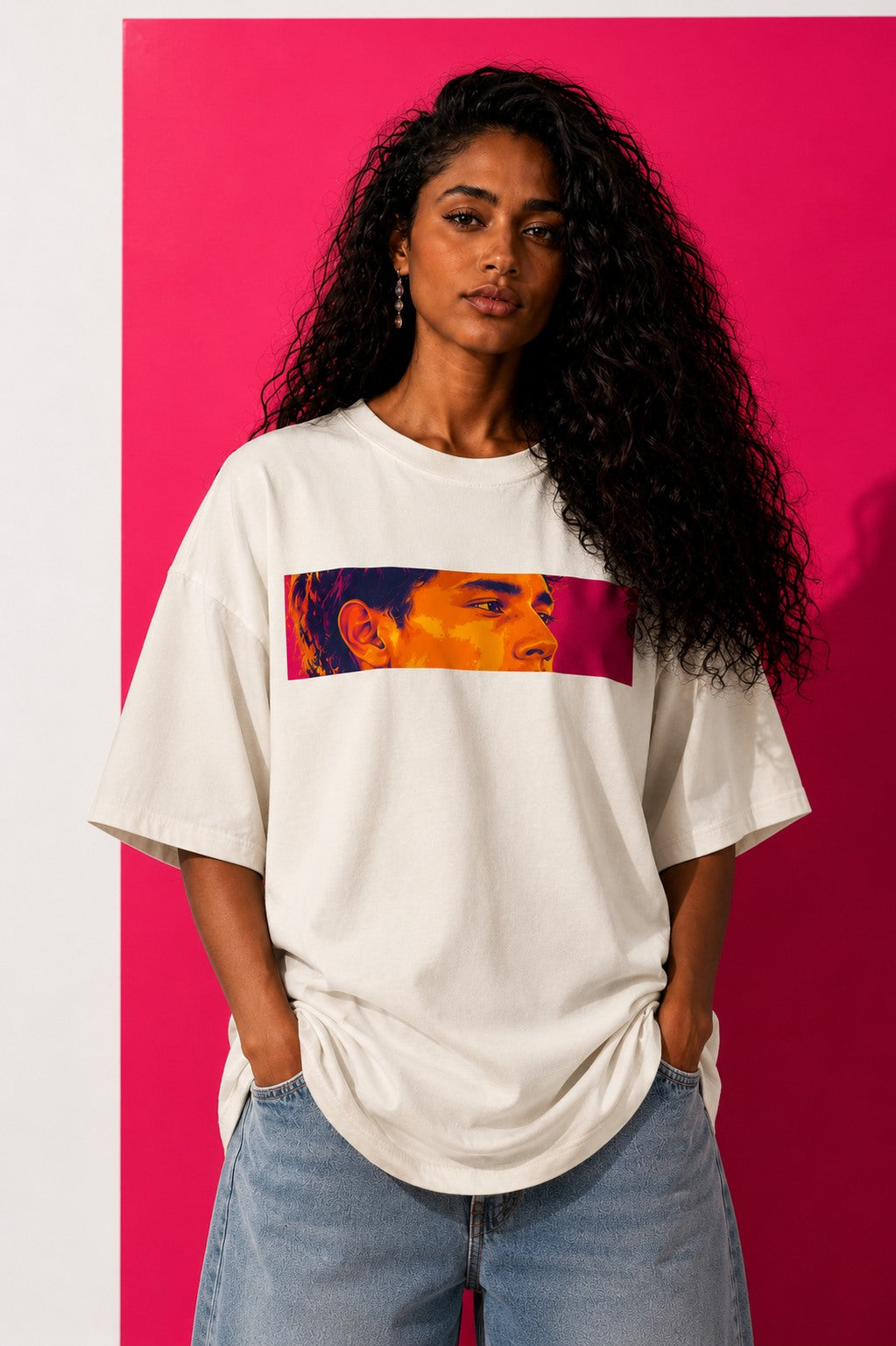 UNYTEEBOARD Portrait Pop — Regard Homme Classique Blanc — t-shirt blanc